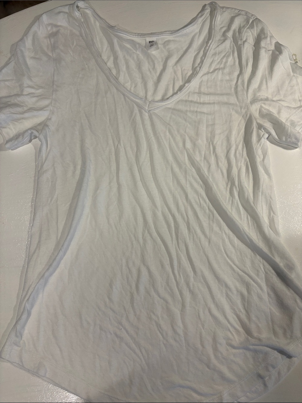 bp White Women's V-Neck Tee - Picture 1 of 4